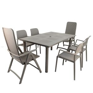 Libeccio Turtle Dove Dining Table with 2 Darsena and 4 Bora Chairs